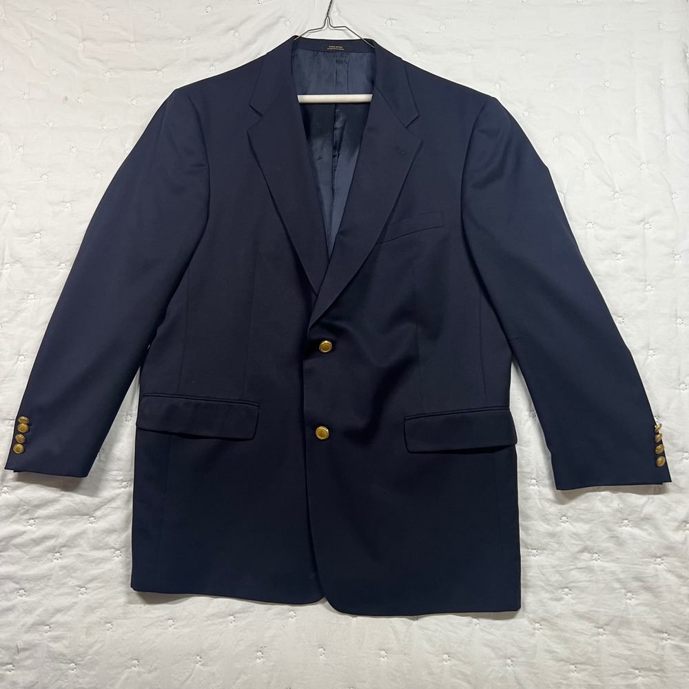 Hart Schaffner Marx Gold Trumpeter Navy Blue Blazer Mens 46L Nordstrom USA